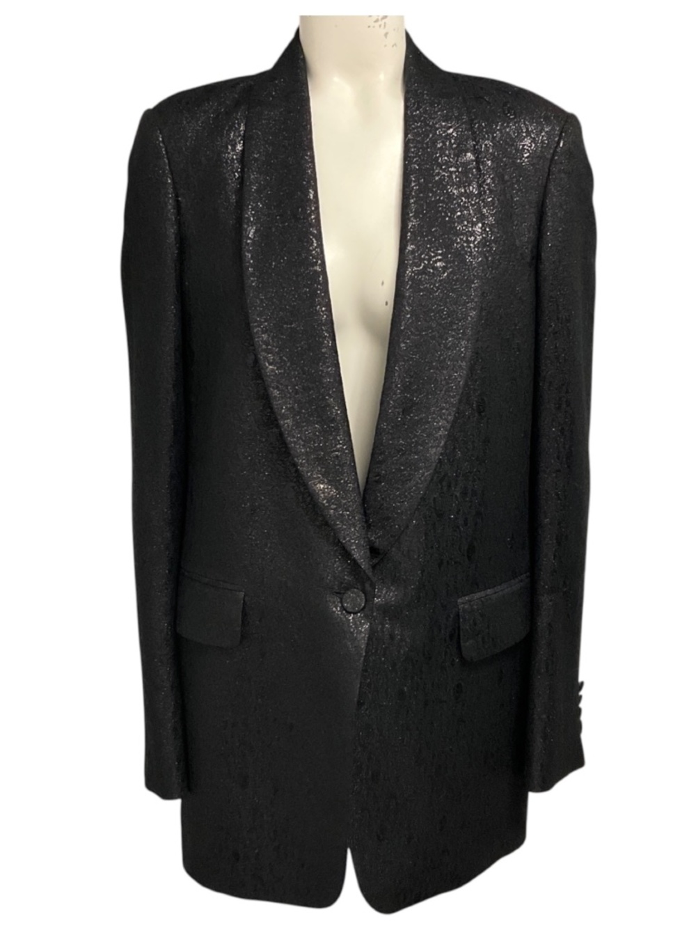 Dries Van Noten Black Metallic Shimmer Lurex Jacquard Blazer Jacket